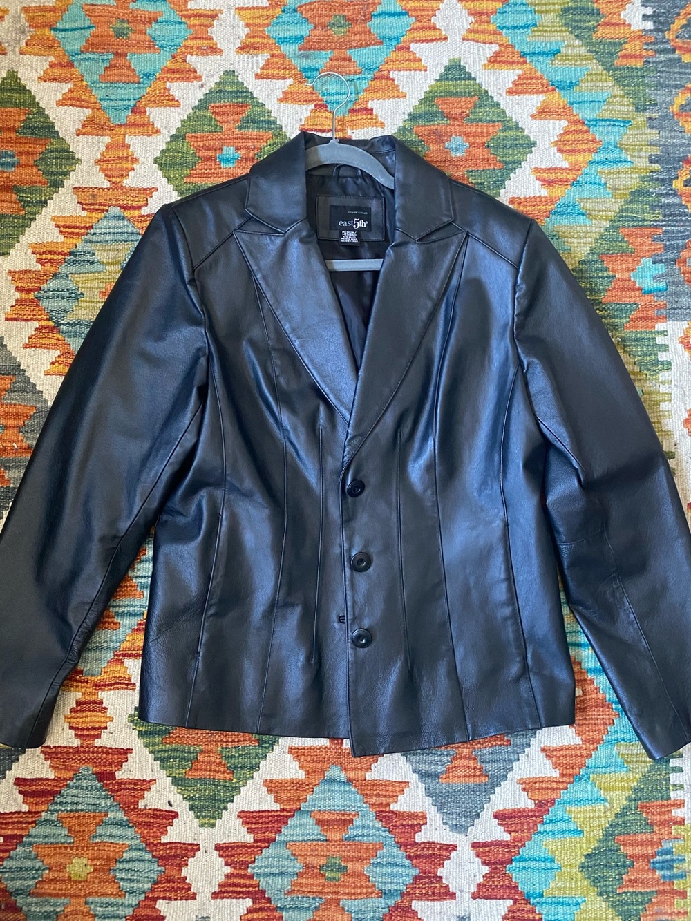 East 5th Black Genuine Leather Blazer Jacket